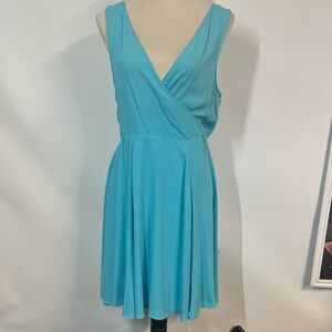 Chic Turquoise Sleeveless Wrap Dress